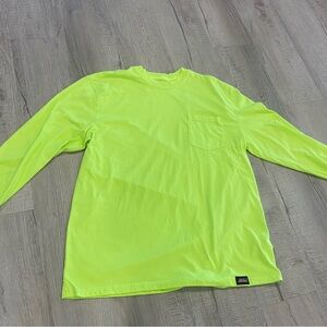 Dickies Neon Yellow Long Sleeve Shirt pocket men’s XL